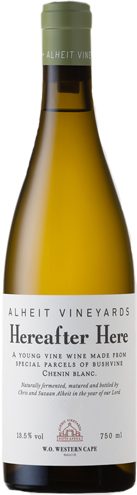 2023 Hereafter Here Chenin Blanc, Alheit Vineyards, Western Cape bottle shot.