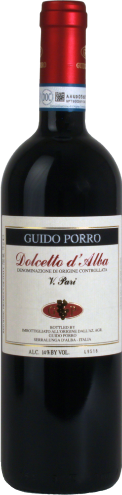 2022 Dolcetto d'Alba Vigna l’Pari, Guido Porro, Piedmont bottle shot.