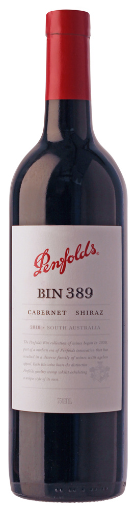 2021 Bin 389 Cabernet/Shiraz, Penfolds, South Australia bottle shot.