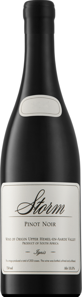 2022 Ignis Pinot Noir, Storm Wines, Hemel-en-Aarde bottle shot.