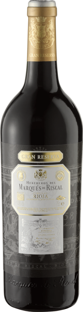 2001 Rioja Gran Reserva, Marqués de Riscal bottle shot.