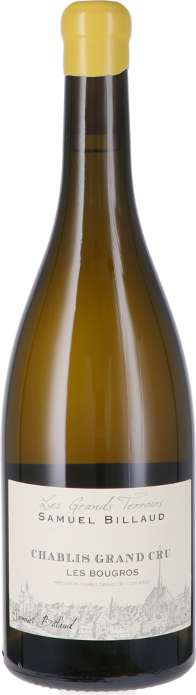2023 Chablis Grand Cru Les Bougros, Samuel Billaud bottle shot.