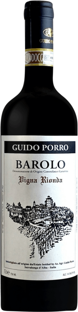 2019 Barolo Vigna Rionda, Guido Porro, Piedmont bottle shot.