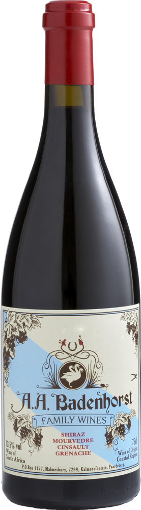 2021 Kalmoesfontein Family Red, AA Badenhorst bottle shot.