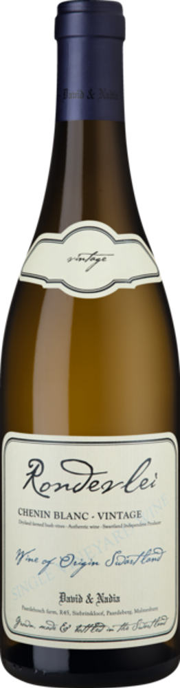 2023 Rondevlei Chenin Blanc, David & Nadia, Swartland bottle shot.
