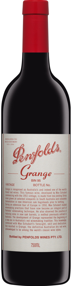2020 Grange, Penfolds, South Australia bottle shot.