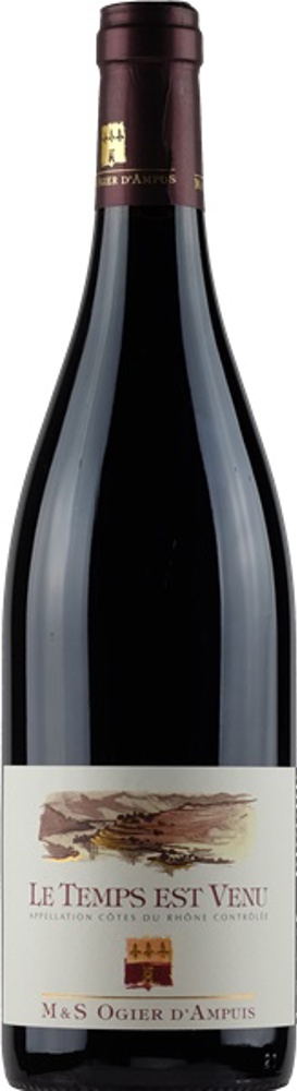 2019 Côtes du Rhône Le Temps Est Venu, Domaine Michel et Stéphane Ogier bottle shot.