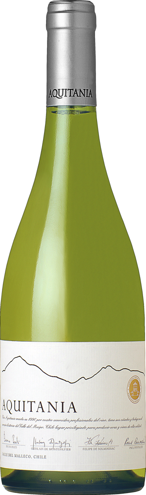 2018 Aquitania Chardonnay, Viña Aquitania, Malleco Valley bottle shot.