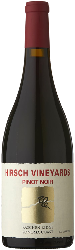 2021 Raschen Ridge Estate Pinot Noir, Hirsch Vineyards, Sonoma Coast bottle shot.