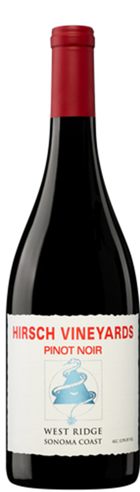 2021 West Ridge Estate Pinot Noir, Hirsch Vineyards, Sonoma Coast bottle shot.