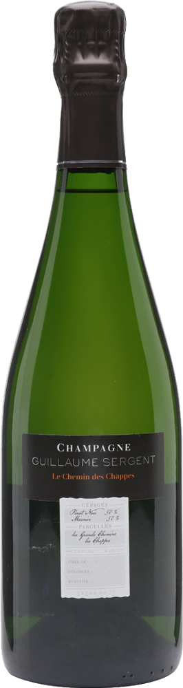 N/V Le Chemin des Chappes 1er Cru Extra Brut, Guillaume Sergent (disgorged July 2022) bottle shot.