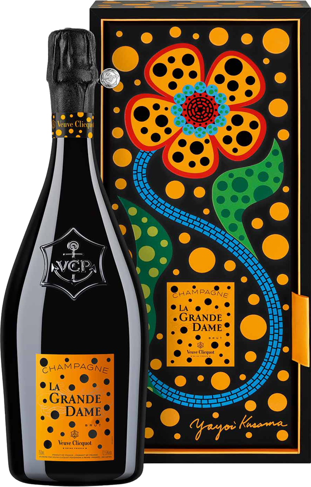 2012 La Grande Dame, Veuve Clicquot x Yayoi Kusama (Gift Box) bottle shot.