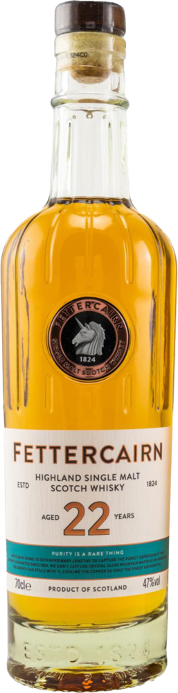 Fettercairn 22 Year Old Single Malt Scotch Whisky, Highland (2024 release) bottle shot.