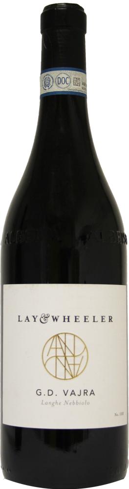 2018 Langhe Nebbiolo, Lay & Wheeler & G. D. Vajra, Piedmont bottle shot.