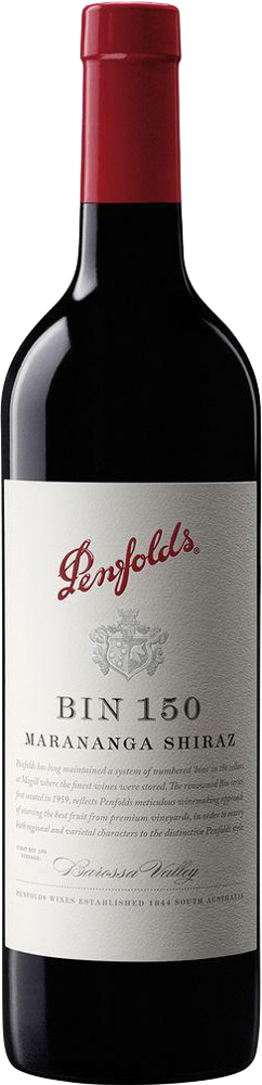 2020 Bin 150 Marananga Shiraz, Penfolds, South Australia bottle shot.