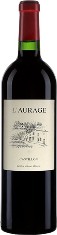 2022 Domaine de l'Aurage, Côtes de Castillon bottle shot.