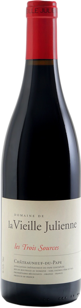 2019 Châteauneuf-du-Pape Les Trois Sources, Domaine de la Vieille Julienne bottle shot.