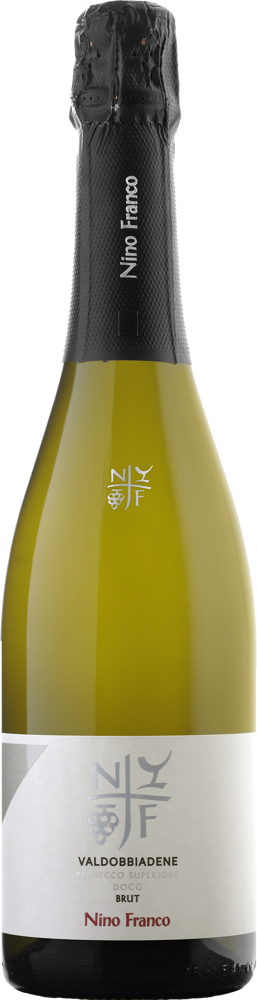N/V Brut, Nino Franco, Prosecco di Valdobbiadene bottle shot.