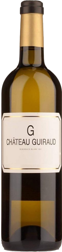2021 G de Guiraud, Bordeaux Blanc Sec bottle shot.