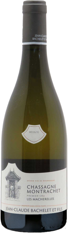 2023 Chassagne-Montrachet 1er Cru Les Macherelles, Jean-Claude Bachelet et Fils bottle shot.