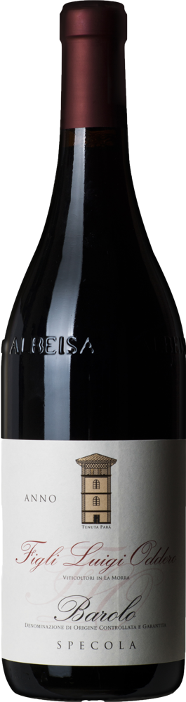 2021 Barolo Rive 'Vigna Specola', Figli Luigi Oddero bottle shot.