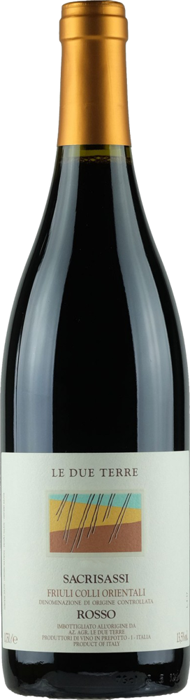 2017 Sacrisassi Rosso, Le Due Terre, Colli Orientali del Friuli bottle shot.