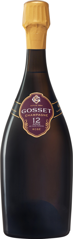 N/V 12 Ans De Cave A Minima Rosé, Champagne Gosset bottle shot.