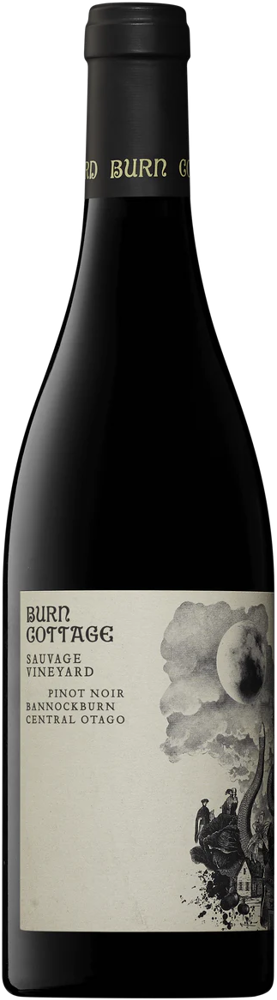 2022 Sauvage Vineyard Pinot Noir, Burn Cottage, Central Otago bottle shot.