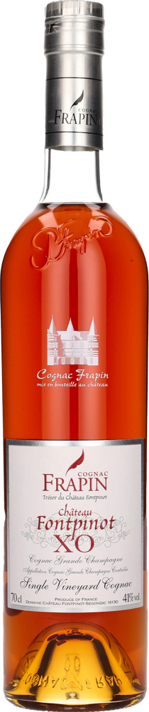 Château Fontpinot XO, Frapin, Cognac Grande Champagne bottle shot.