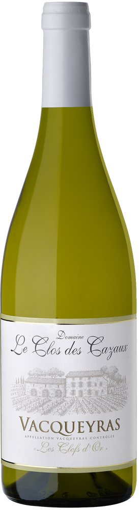 2021 Vacqueyras Blanc, Les Clefs d'Or, Domaine le Clos des Cazaux bottle shot.
