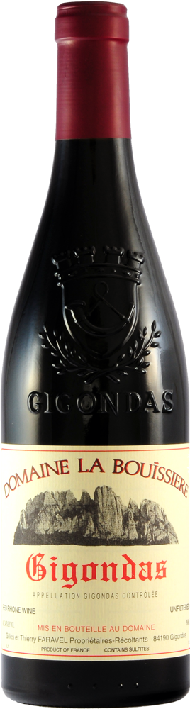 2021 Gigondas, Domaine la Bouïssière bottle shot.