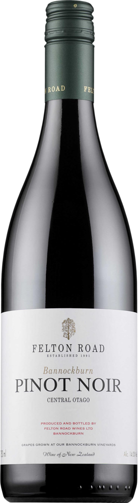 2024 Pinot Noir, Bannockburn, Felton Road, Central Otago bottle shot.