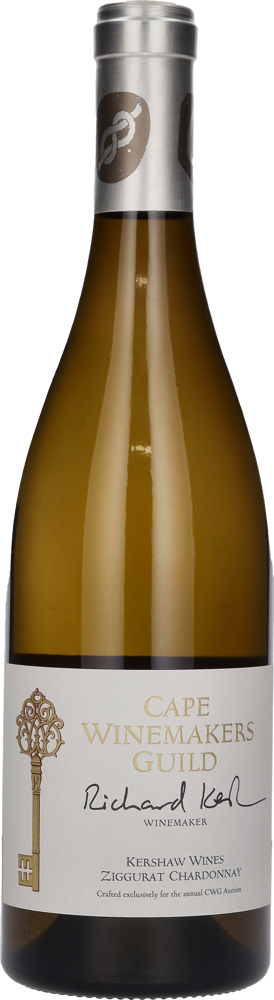 2023 Cape Winemakers Guild 'Ziggurat' Chardonnay, Richard Kershaw bottle shot.