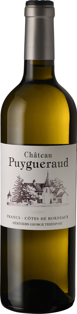 2021 Château Puygueraud Blanc, Cotes de Francs bottle shot.