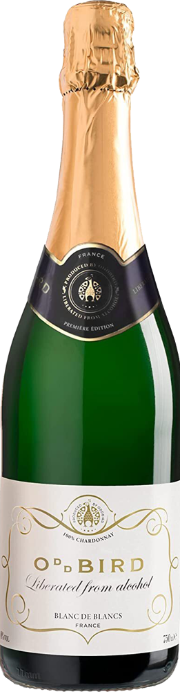 Non-alcoholic Blanc de Blancs, Oddbird, Languedoc-Roussillon bottle shot.