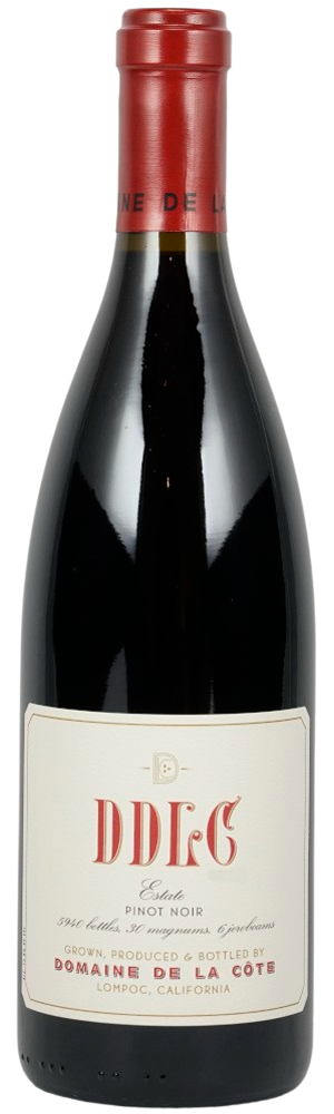 2022 DDLC Estate Pinot Noir, Domaine de la Côte, Santa Rita Hills bottle shot.