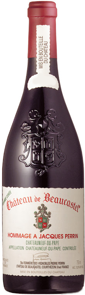 2016 Châteauneuf-du-Pape Hommage à Jacques Perrin, Château de Beaucastel bottle shot.