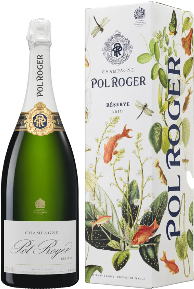 N/V Brut Réserve, Pol Roger (2018 Base Vintage) (Gift Packed) bottle shot.