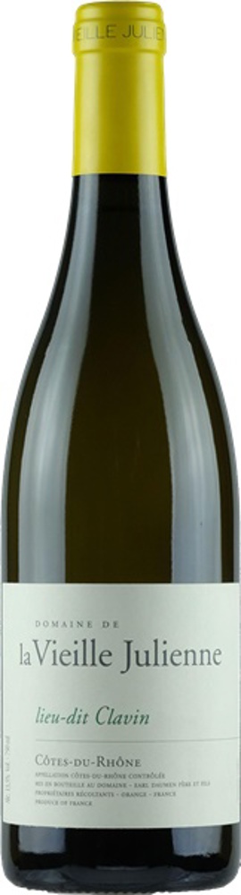 2020 Côtes du Rhône Lieu-Dit Clavin Blanc, Domaine de la Vieille Julienne bottle shot.