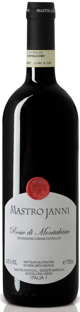 2022 Rosso di Montalcino, Mastrojanni bottle shot.