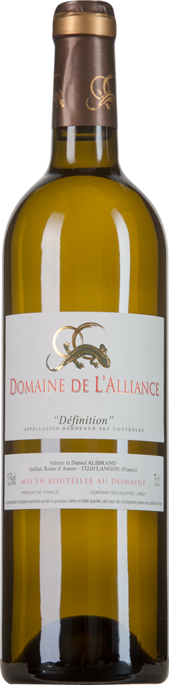 2020 Définition Sec, Domaine de L'Alliance, Bordeaux bottle shot.