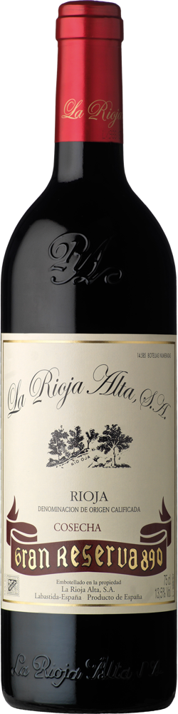 2001 Gran Reserva 890, La Rioja Alta, Rioja bottle shot.