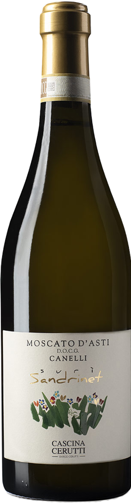 2021 Suri Sandrinet, Moscato d'Asti Canelli, Cascina Cerutti bottle shot.