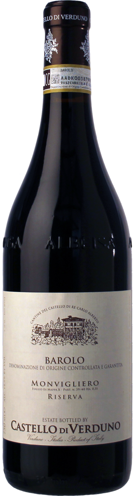 2016 Barolo Monvigliero Riserva, Castello di Verduno, Piedmont bottle shot.