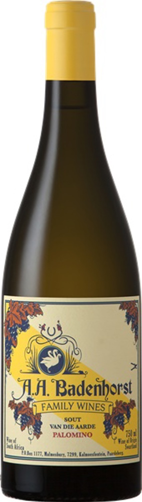 2019 Sout van die Aarde Palomino, AA Badenhorst bottle shot.