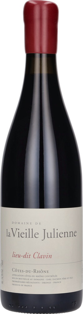 2018 Côtes du Rhône Lieu-dit Clavin, Domaine de la Vieille Julienne bottle shot.