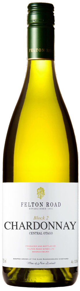 2024 Chardonnay Block 2, Felton Road, Central Otago bottle shot.