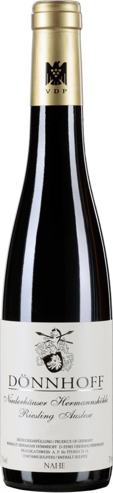 2020 Niederhäuser Hermannshöhle Riesling Auslese Goldkapsel, Dönnhoff, Nahe bottle shot.