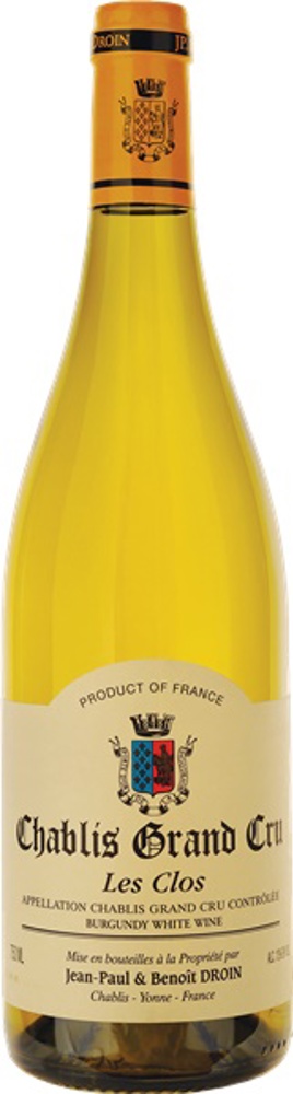 2024 Chablis Grand Cru Les Clos, Hommage à Louis, Jean-Paul & Benoît Droin bottle shot.