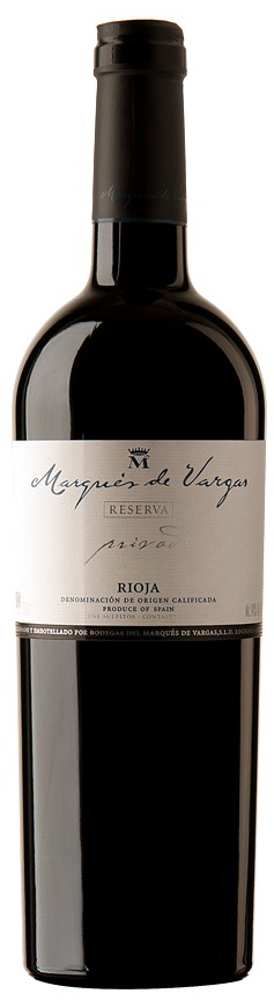 2001 Reserva Privada, Marqués de Vargas, Rioja bottle shot.